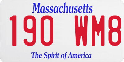 MA license plate 190WM8