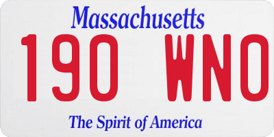 MA license plate 190WN0