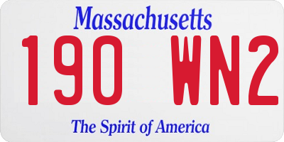MA license plate 190WN2