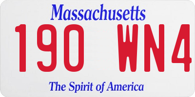 MA license plate 190WN4