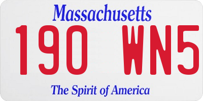 MA license plate 190WN5