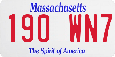 MA license plate 190WN7
