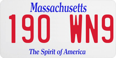 MA license plate 190WN9