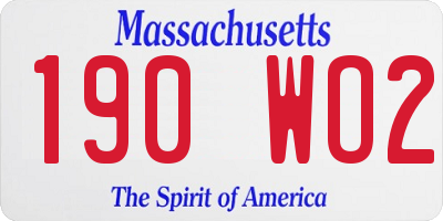 MA license plate 190WO2