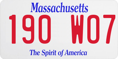 MA license plate 190WO7