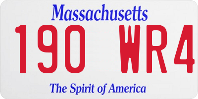 MA license plate 190WR4