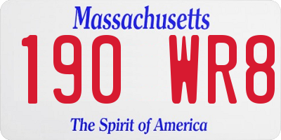 MA license plate 190WR8