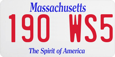 MA license plate 190WS5