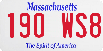 MA license plate 190WS8