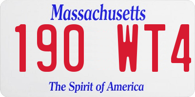 MA license plate 190WT4