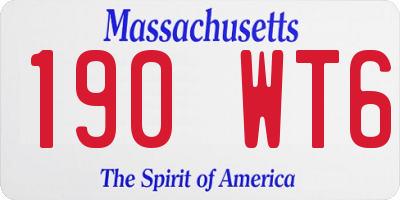 MA license plate 190WT6
