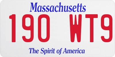 MA license plate 190WT9