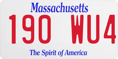 MA license plate 190WU4