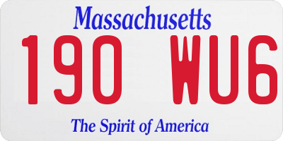 MA license plate 190WU6