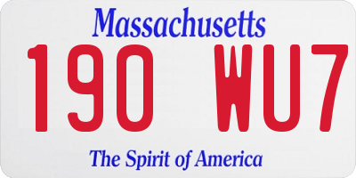 MA license plate 190WU7