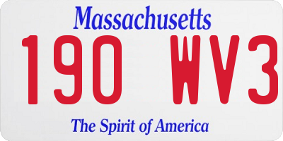 MA license plate 190WV3