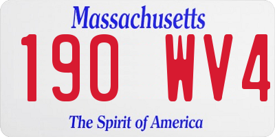 MA license plate 190WV4