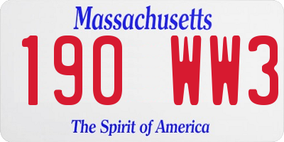 MA license plate 190WW3
