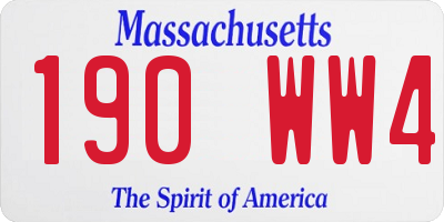 MA license plate 190WW4