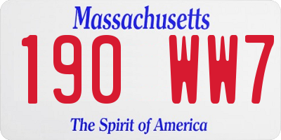 MA license plate 190WW7