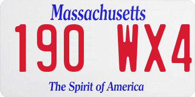 MA license plate 190WX4