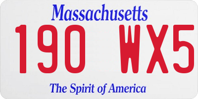 MA license plate 190WX5