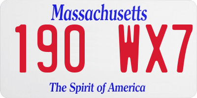 MA license plate 190WX7