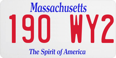 MA license plate 190WY2