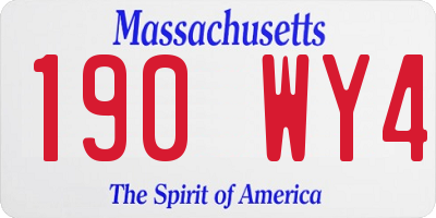 MA license plate 190WY4