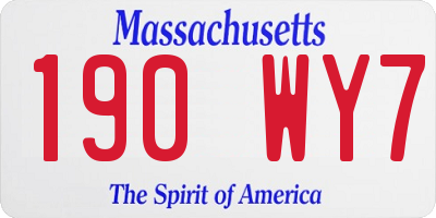 MA license plate 190WY7