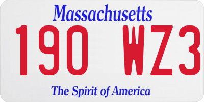 MA license plate 190WZ3