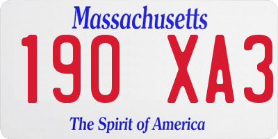 MA license plate 190XA3