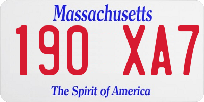 MA license plate 190XA7