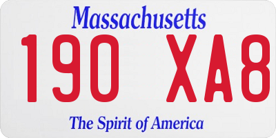 MA license plate 190XA8