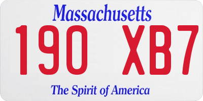 MA license plate 190XB7