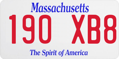 MA license plate 190XB8