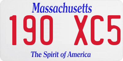 MA license plate 190XC5