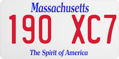MA license plate 190XC7