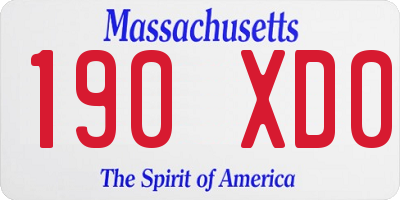 MA license plate 190XD0
