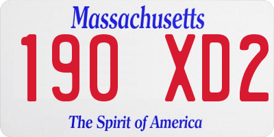 MA license plate 190XD2