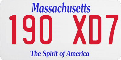 MA license plate 190XD7