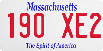MA license plate 190XE2