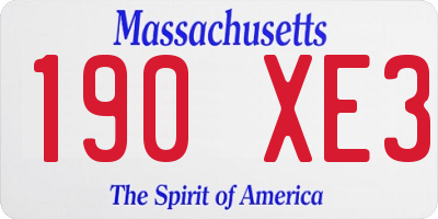 MA license plate 190XE3