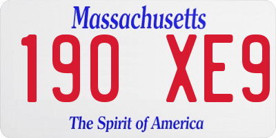 MA license plate 190XE9