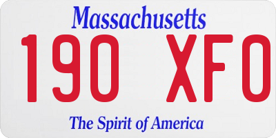 MA license plate 190XF0