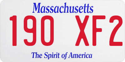MA license plate 190XF2