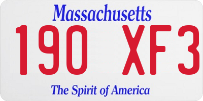 MA license plate 190XF3