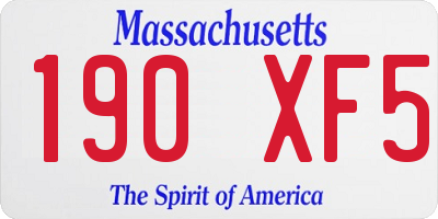 MA license plate 190XF5