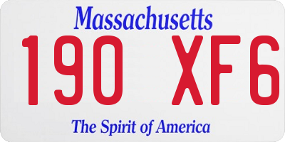 MA license plate 190XF6