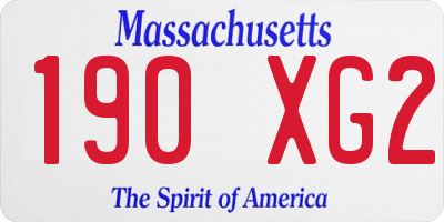 MA license plate 190XG2